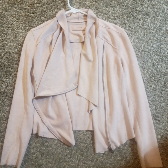 BLANKNYC Faux Suede Drape Front Jacket Pink Small - Picture 5 of 12